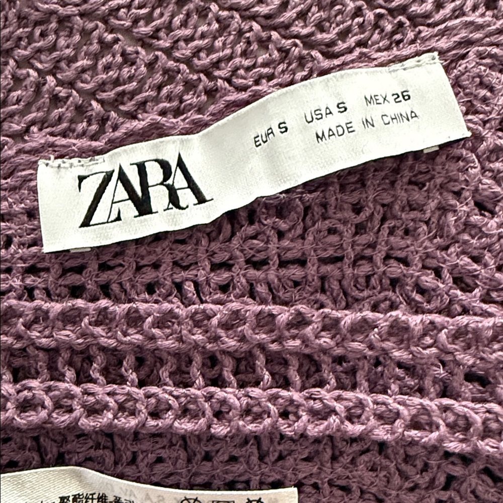 Zara Crochet Halter Top Purple Orange Floral Boho Festival Size S - Picture 7 of 8